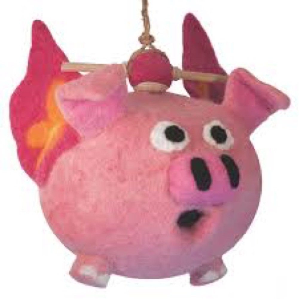 Flying Piggy Birdhouse Pink Felt NWOT